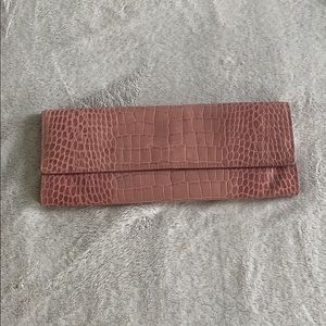 Rose faux alligator clutch